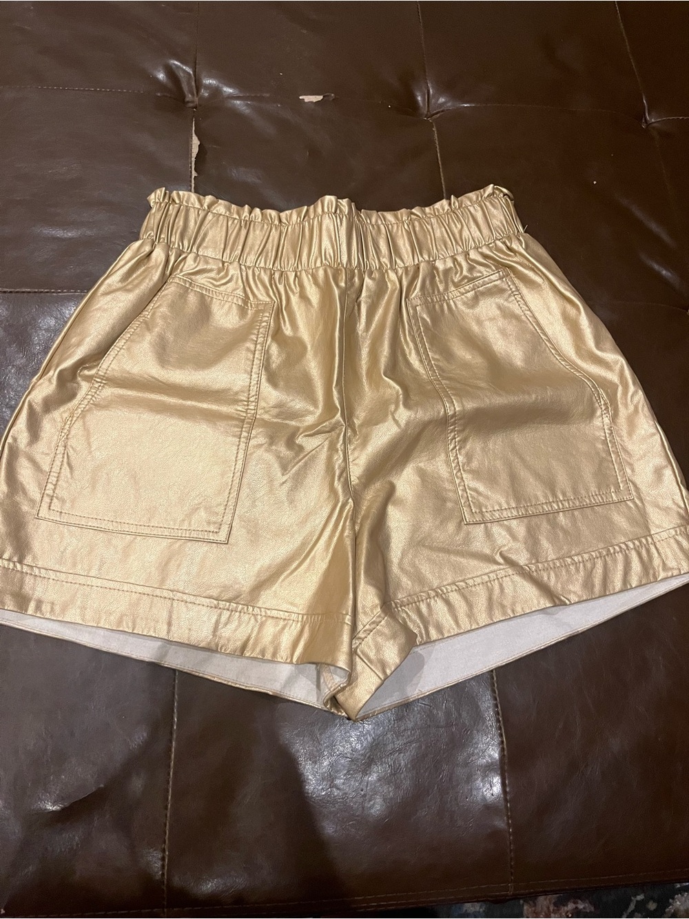 Boutique Glam gold metallic shorts